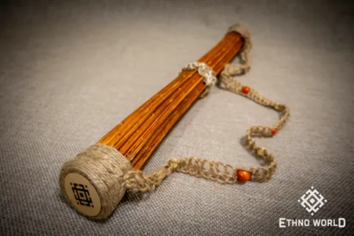 Rainbow flute rainstick made from a plant