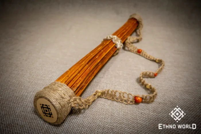 Rainbow flute rainstick made from a plant