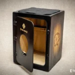 Versatile cajon with backpack carrying system, openable back panel, bass and snare control – handmade at Ethno World workshop