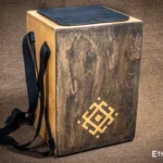 Versatile cajon with backpack carrying system, openable back panel, bass and snare control – handmade at Ethno World workshop