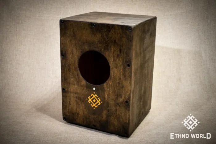 Deep Space Cajon percussion drum with bass control, handmade wooden drum by Ethno World