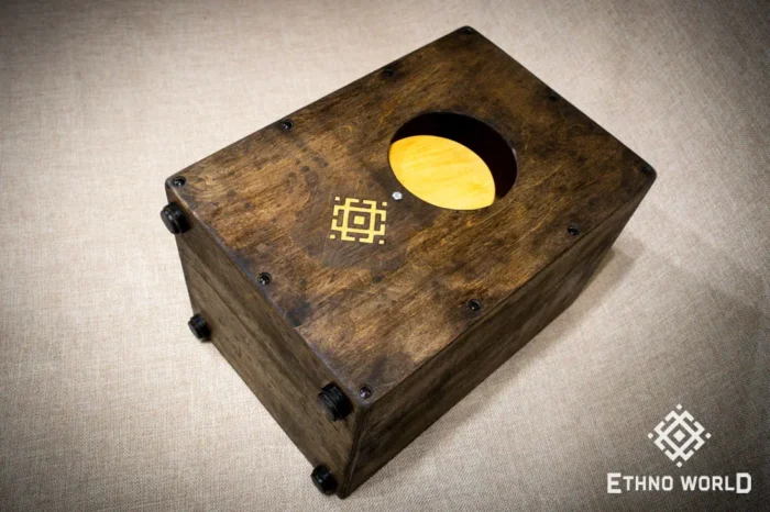Deep Space Cajon percussion drum with bass control, handmade wooden drum by Ethno World