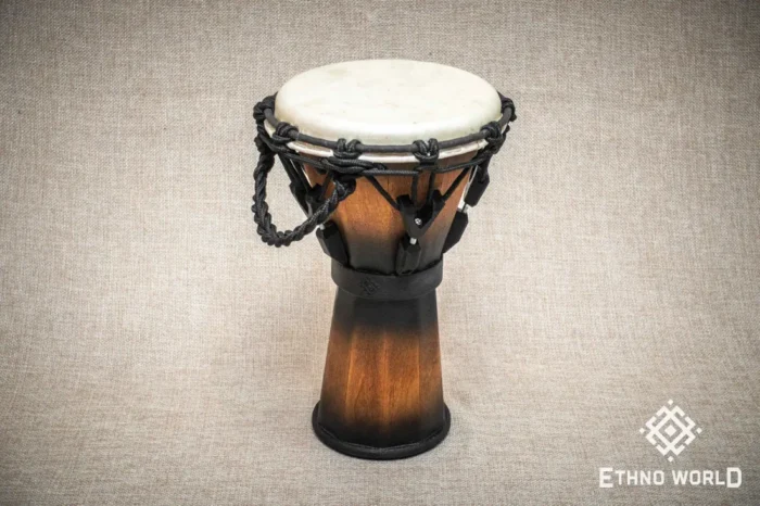 Djembe Sun 10″ - a wooden percussion drum with key tuning and leather membrane