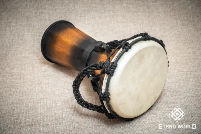 Djembe Sun 10″ - a wooden percussion drum with key tuning and leather membrane