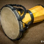 Djembe Sun 10″ - a wooden percussion drum with key tuning and leather membrane