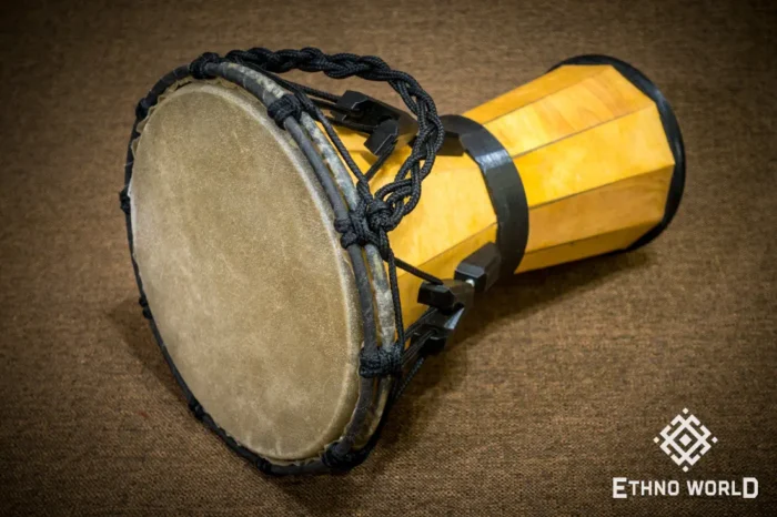 Djembe Sun 10″ - a wooden percussion drum with key tuning and leather membrane