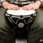 Djembe Sun 10″ - a wooden percussion drum with key tuning and leather membrane