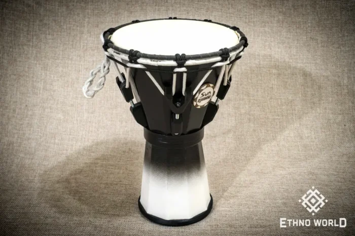 Djembe Sun 10″ - a wooden percussion drum with key tuning and leather membrane