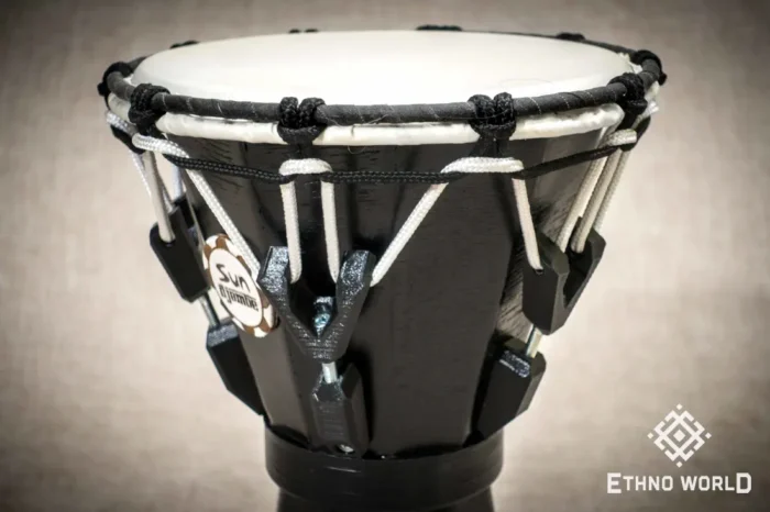 Djembe Sun 10″ - a wooden percussion drum with key tuning and leather membrane
