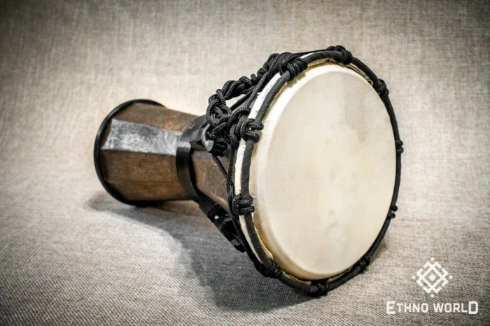 Djembe Sun 10″ - a wooden percussion drum with key tuning and leather membrane