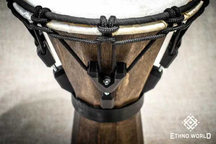 Djembe Sun 10″ - a wooden percussion drum with key tuning and leather membrane