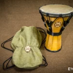 Djembe Sun 10″ - a wooden percussion drum with key tuning and leather membrane