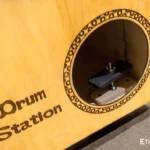 Handmade wooden double-sided cajon drum, spring-loaded with a front port, handcrafted by Ethno World