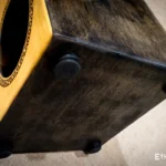 Handmade wooden double-sided cajon drum, spring-loaded with a front port, handcrafted by Ethno World