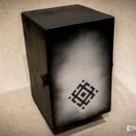 Foldable percussion drum with snare adjustment and castanet in a wooden body, handmade, view from all sides (disassembled and assembled cajon)