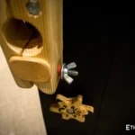 Foldable percussion drum with snare adjustment and castanet in a wooden body, handmade, view from all sides (disassembled and assembled cajon)