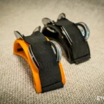 Spider percussion tambourine with foot mounting