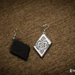 Handmade silver and black diamond earring