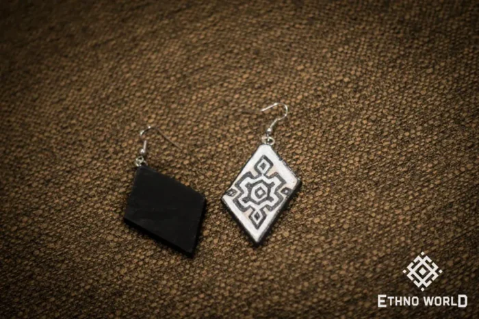 Handmade silver and black diamond earring