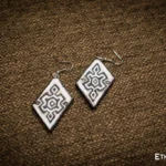 Set of silver diamond shaped handmade earrings