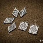 Handmade silver diamond shaped earrings, Ethno World