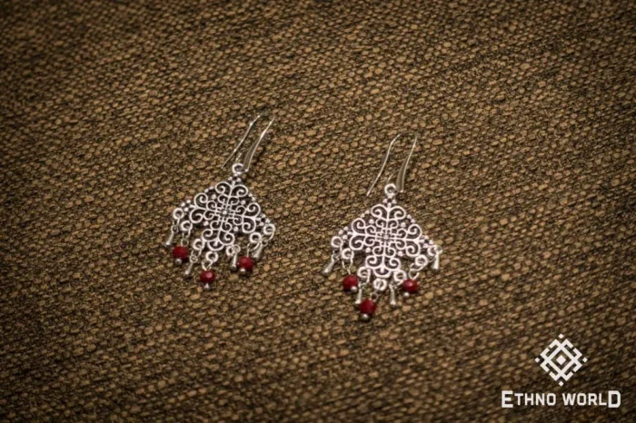 Handmade silver dreamcatcher pendant on red cord