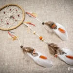 Small boho dreamcatcher, hand-woven hoop with feathers and wooden beads, handmade wall art, Ethno World