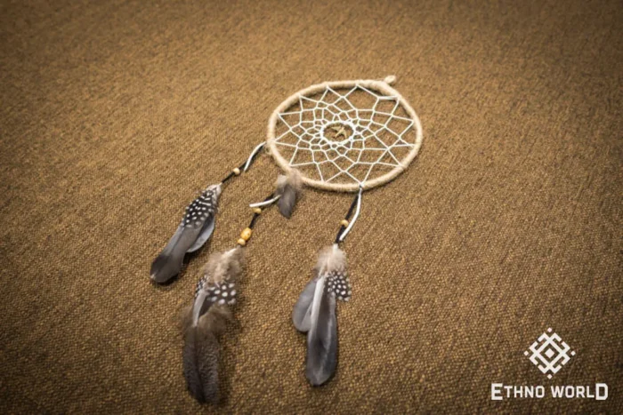 Large dreamcatcher with natural feathers, macrame weaving and wood beads, ethnic wall hanging, Ethno World