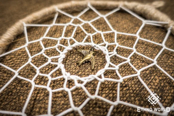Large handmade dreamcatcher with feathers and wooden beads, hand-woven web, statement boho wall decor, Ethno World