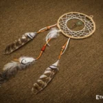 Large ethnic dreamcatcher, woven dream web with feathers and beads, oversized rustic home decor, Ethno World
