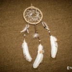 Small dreamcatcher with natural feathers, macrame weaving and wood bead accents, ethnic wall hanging, Ethno World