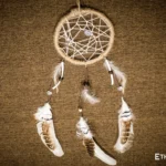 Small boho dreamcatcher, hand-woven hoop with feathers and wooden beads, handmade wall art, Ethno World