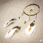 Small dreamcatcher with natural feathers, macrame weaving and wood bead accents, ethnic wall hanging, Ethno World
