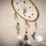Medium handwoven dreamcatcher with feather and bead details, tribal boho wall hanging, Ethno World