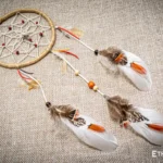 Medium dreamcatcher with natural feathers, macrame weaving and beads, ethnic wall hanging decor, Ethno World