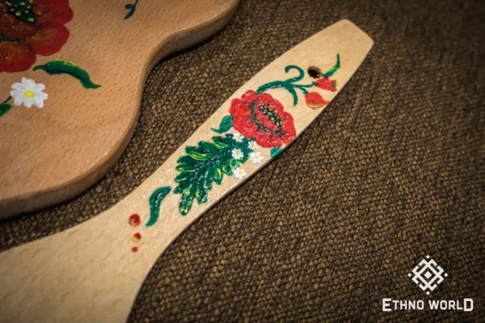 Handmade wooden kitchen utensils, unpainted natural wood spatulas, Ethno World