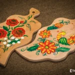 Hand-painted wooden spatulas with colorful Petrykivka flowers, handmade kitchen tools, Ethno World