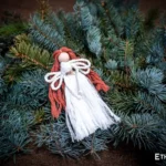 Handmade macramé figurine, woven cotton and jute thread, tabletop or tree decoration, Ethno World