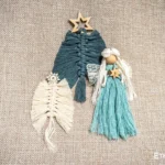 Set of handmade macramé ornaments, cotton and jute thread, boho Christmas decor, Ethno World