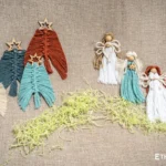 Handmade macramé keepsake, compact woven ornament with wooden beads, Ethno World