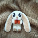 Needle felted white bunny brooch, handmade wool