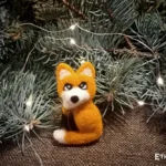 Needle felted fox Christmas ornament, handmade wool