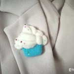 Needle felted cupcake brooch, handmade wool