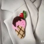 Needle felted ice cream cone brooch, handmade wool