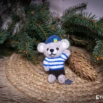 Needle felted miniature mouse brooch, handmade wool