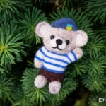 Needle felted mouse with Ukrainian flag brooch, handmade wool