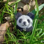 Needle felted panda bear miniature, handmade wool