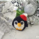 Needle felted penguin miniature, handmade wool